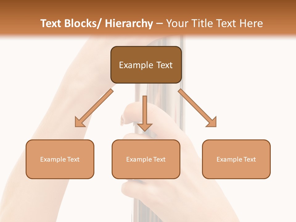 Female Hands Hold On To Pole Over White PowerPoint Template