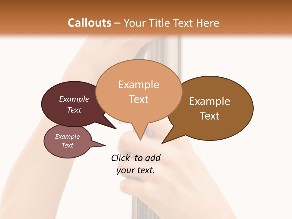 Female Hands Hold On To Pole Over White PowerPoint Template