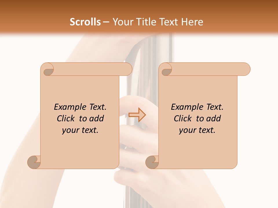 Female Hands Hold On To Pole Over White PowerPoint Template