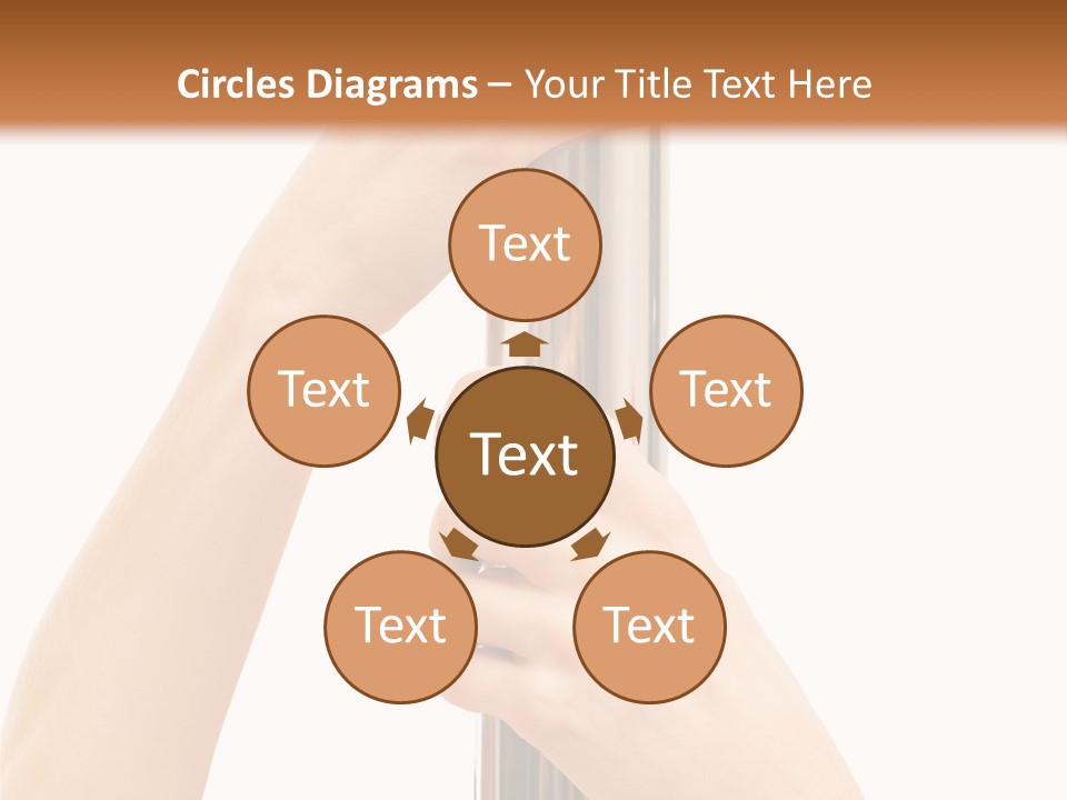 Female Hands Hold On To Pole Over White PowerPoint Template