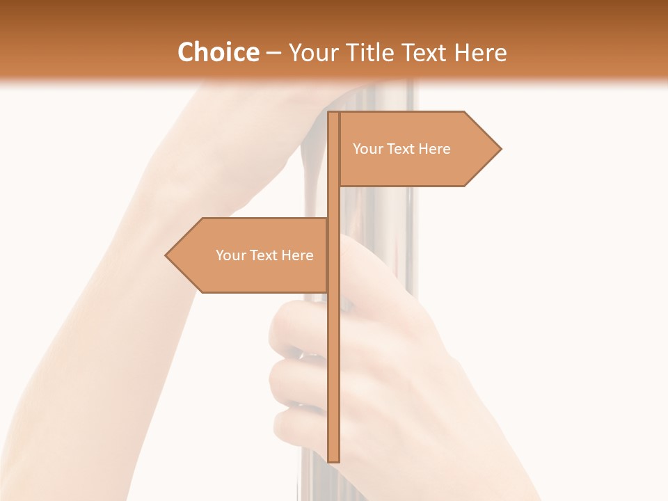 Female Hands Hold On To Pole Over White PowerPoint Template