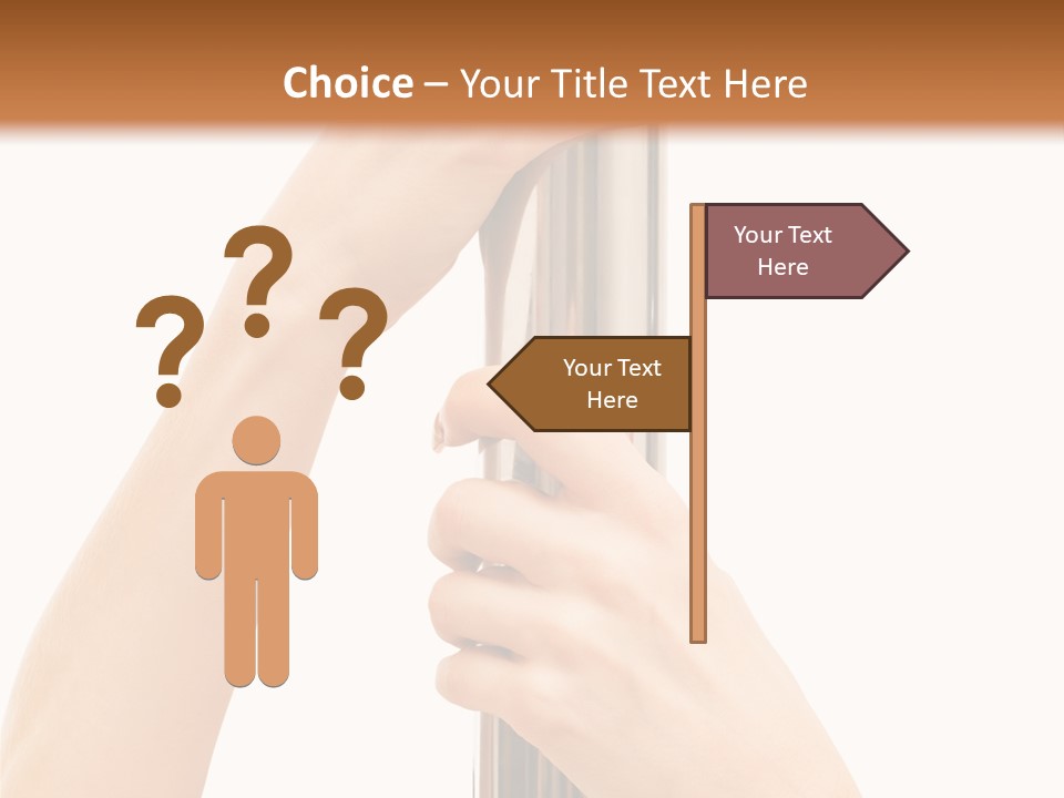 Female Hands Hold On To Pole Over White PowerPoint Template