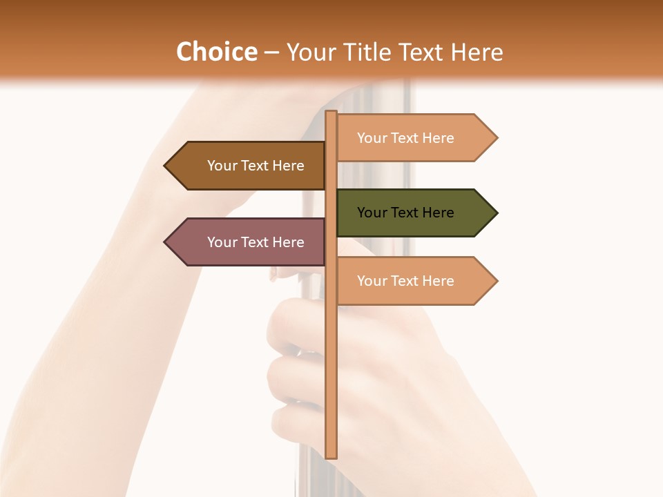Female Hands Hold On To Pole Over White PowerPoint Template