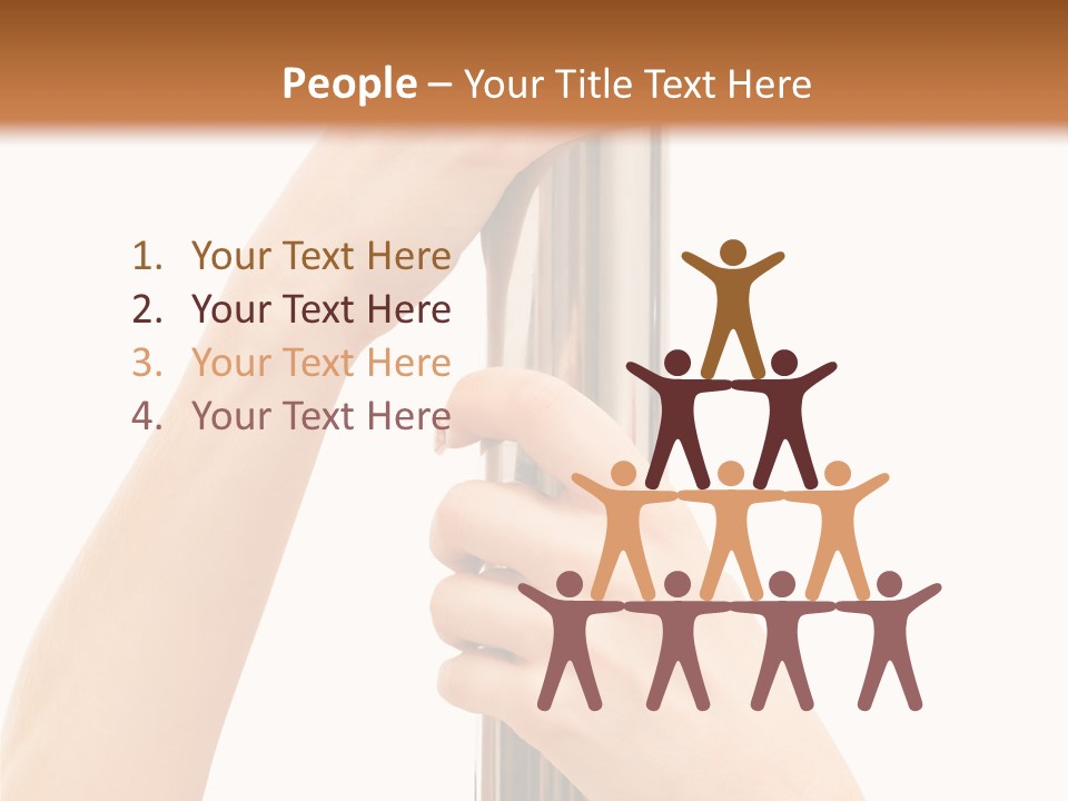Female Hands Hold On To Pole Over White PowerPoint Template