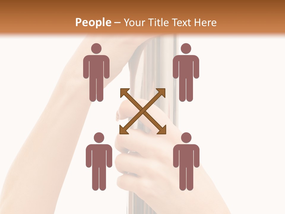 Female Hands Hold On To Pole Over White PowerPoint Template