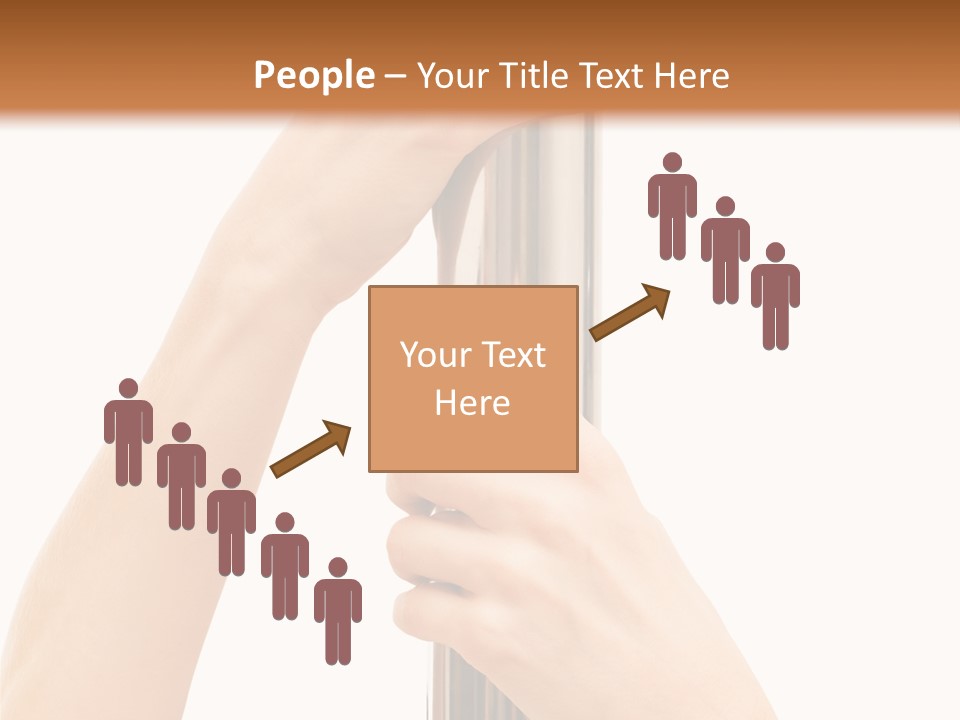 Female Hands Hold On To Pole Over White PowerPoint Template
