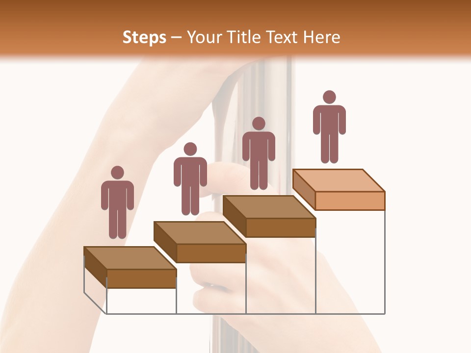 Female Hands Hold On To Pole Over White PowerPoint Template