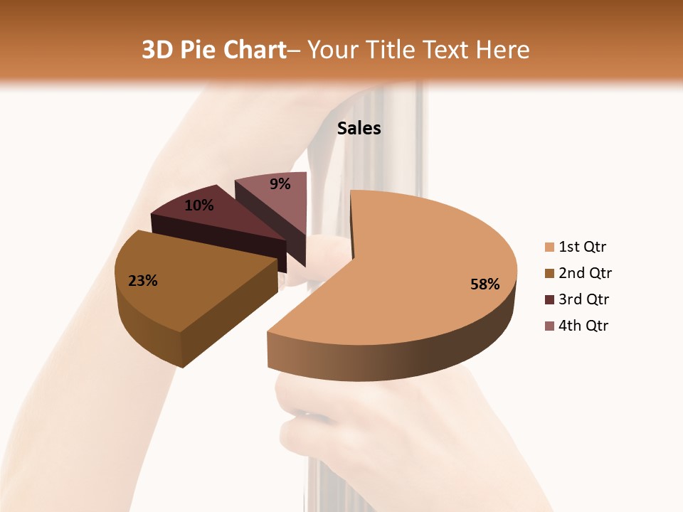 Female Hands Hold On To Pole Over White PowerPoint Template