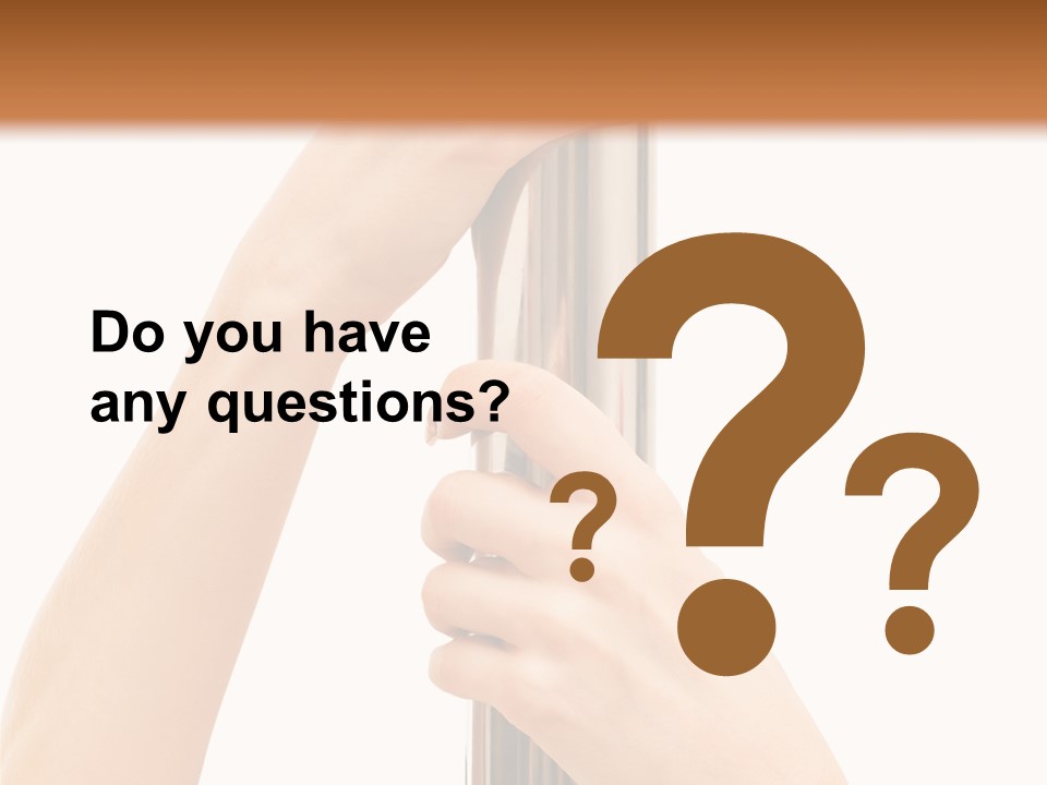 Female Hands Hold On To Pole Over White PowerPoint Template