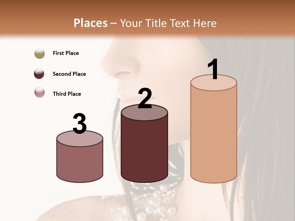 Close-Up Portrait Of A Beautiful Brunette Woman PowerPoint Template