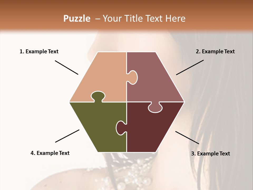 Close-Up Portrait Of A Beautiful Brunette Woman PowerPoint Template