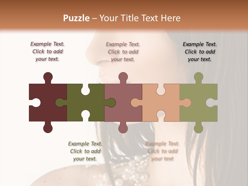 Close-Up Portrait Of A Beautiful Brunette Woman PowerPoint Template