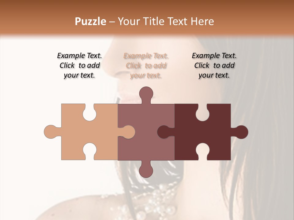 Close-Up Portrait Of A Beautiful Brunette Woman PowerPoint Template