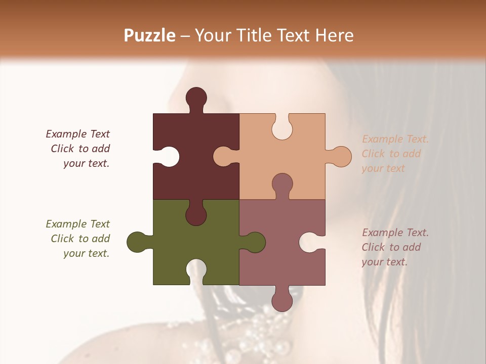 Close-Up Portrait Of A Beautiful Brunette Woman PowerPoint Template