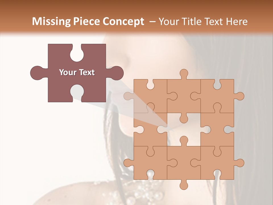 Close-Up Portrait Of A Beautiful Brunette Woman PowerPoint Template