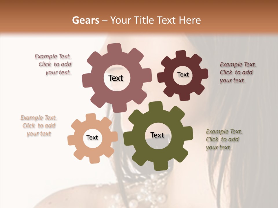 Close-Up Portrait Of A Beautiful Brunette Woman PowerPoint Template