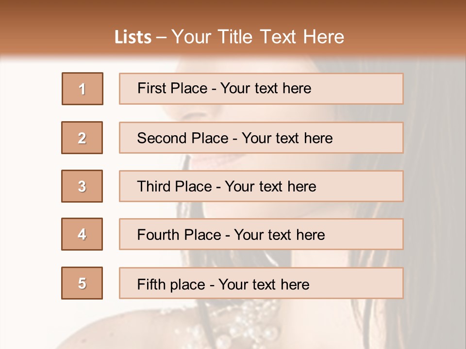 Close-Up Portrait Of A Beautiful Brunette Woman PowerPoint Template