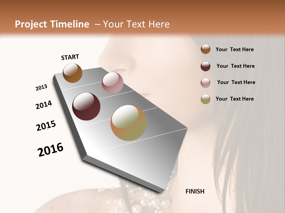 Close-Up Portrait Of A Beautiful Brunette Woman PowerPoint Template