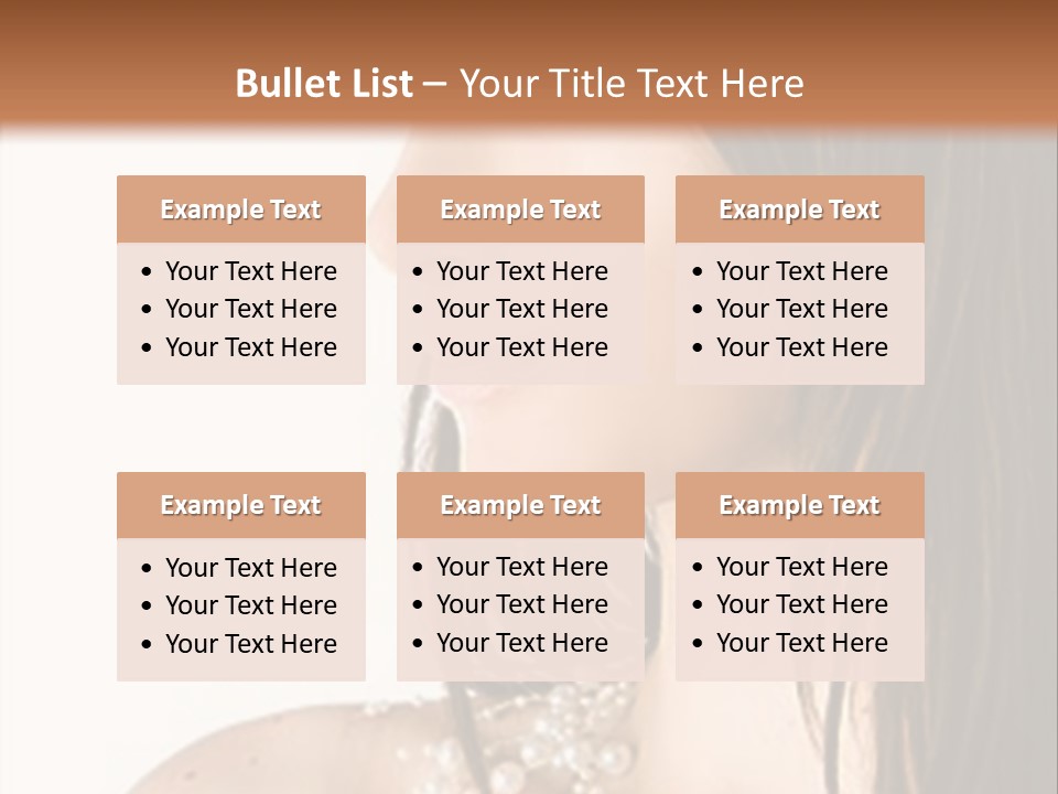 Close-Up Portrait Of A Beautiful Brunette Woman PowerPoint Template