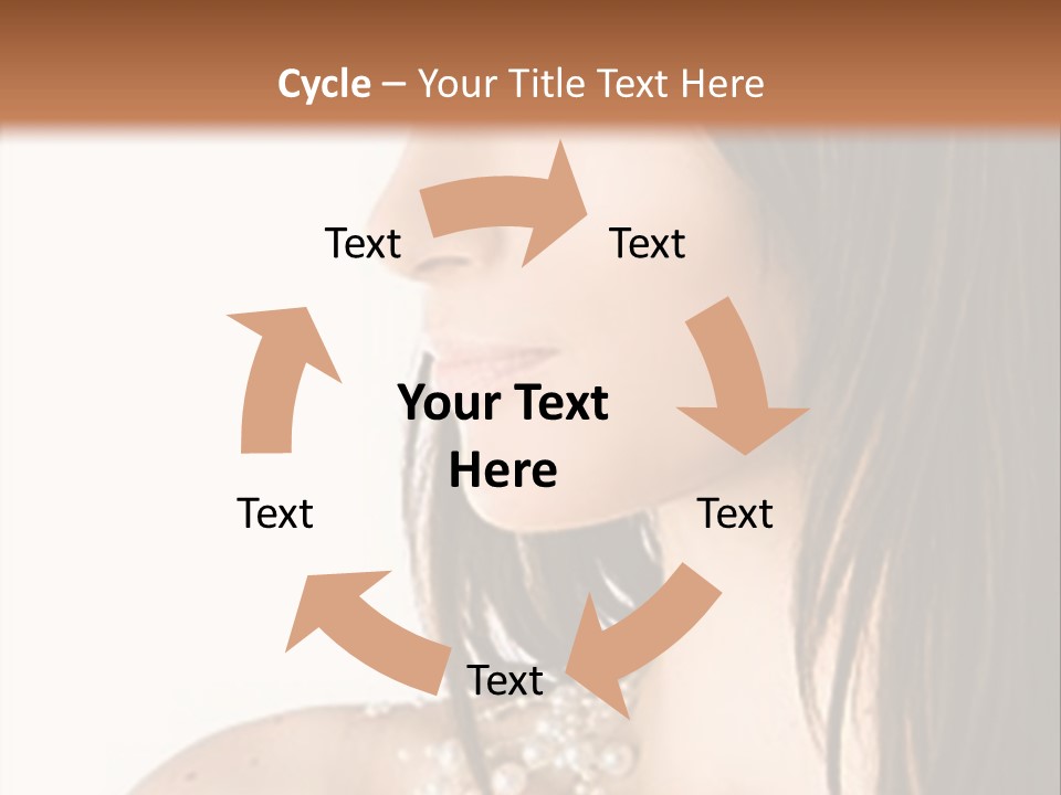 Close-Up Portrait Of A Beautiful Brunette Woman PowerPoint Template