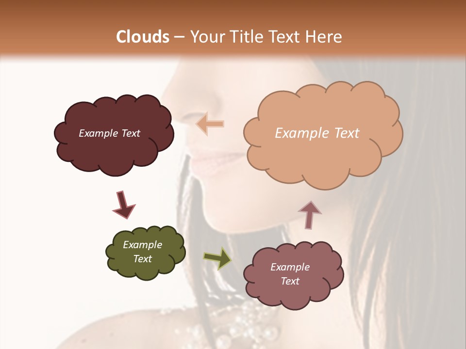 Close-Up Portrait Of A Beautiful Brunette Woman PowerPoint Template