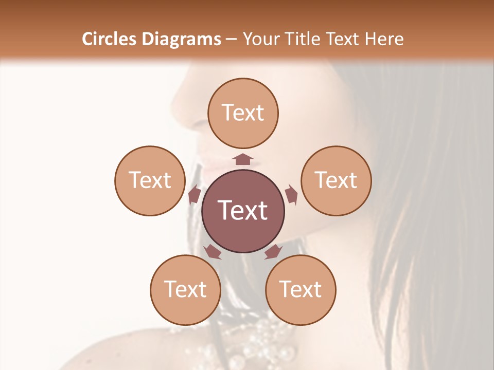 Close-Up Portrait Of A Beautiful Brunette Woman PowerPoint Template