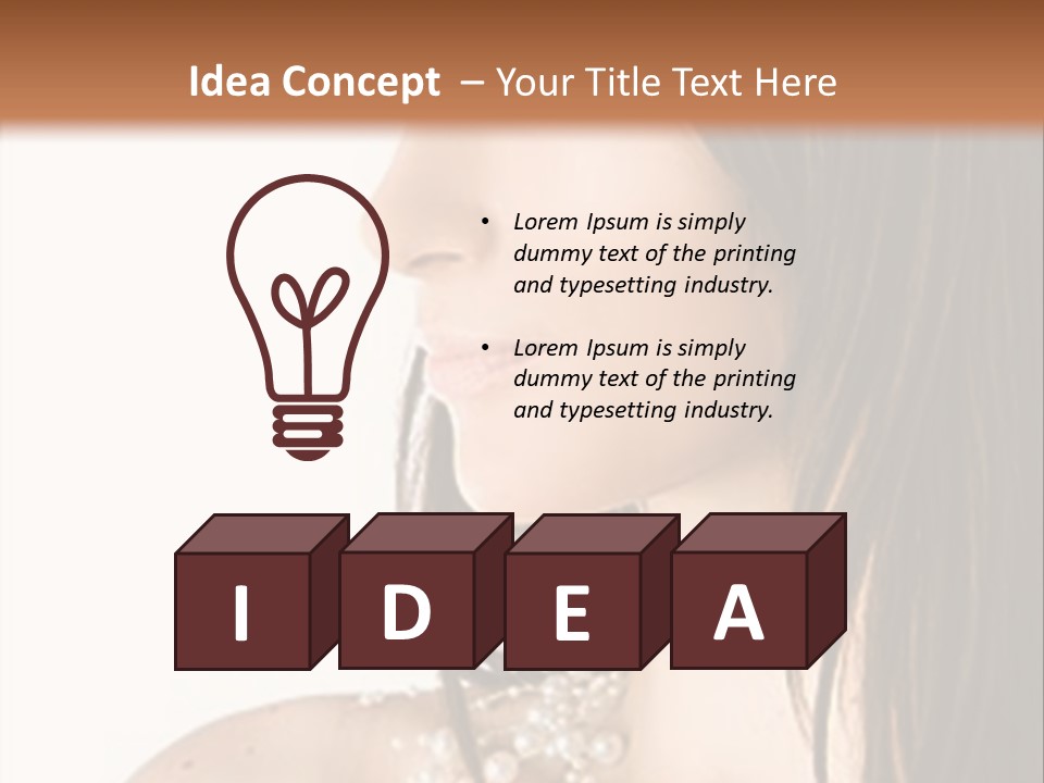 Close-Up Portrait Of A Beautiful Brunette Woman PowerPoint Template