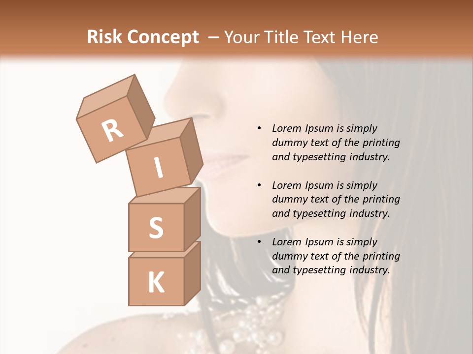 Close-Up Portrait Of A Beautiful Brunette Woman PowerPoint Template