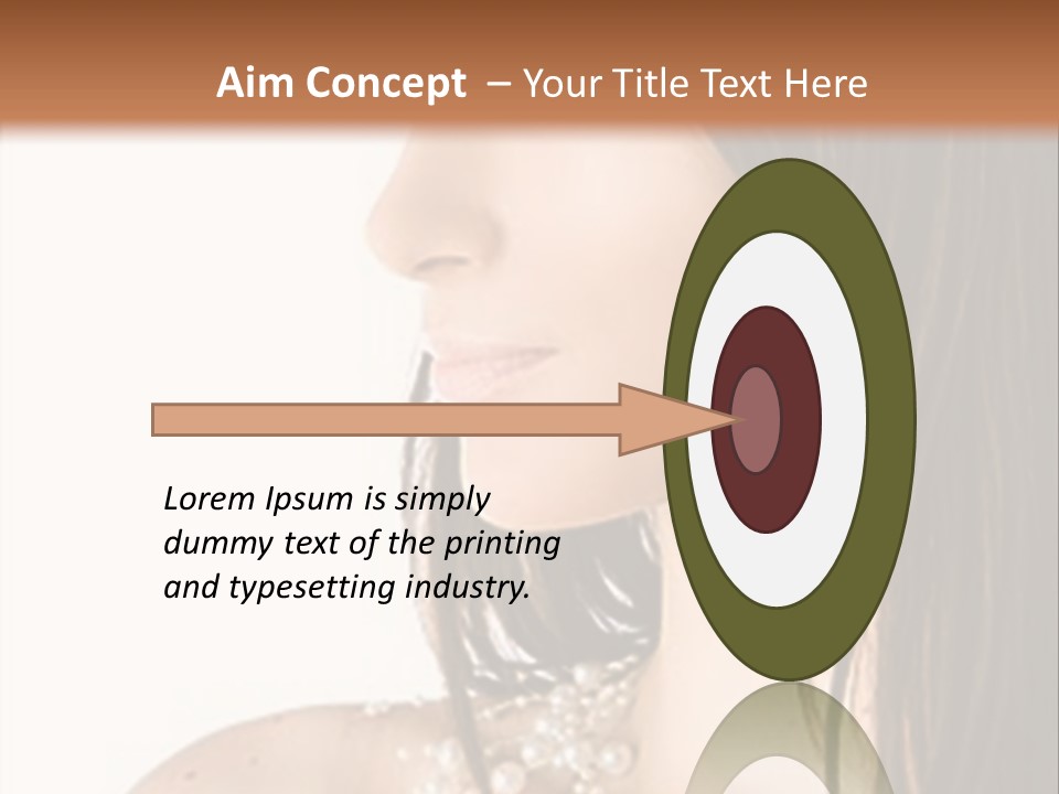 Close-Up Portrait Of A Beautiful Brunette Woman PowerPoint Template