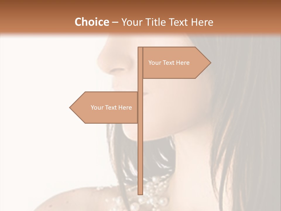 Close-Up Portrait Of A Beautiful Brunette Woman PowerPoint Template