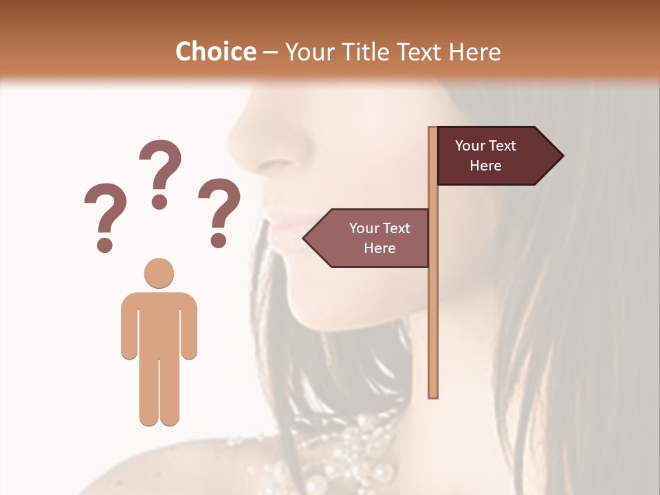 Close-Up Portrait Of A Beautiful Brunette Woman PowerPoint Template