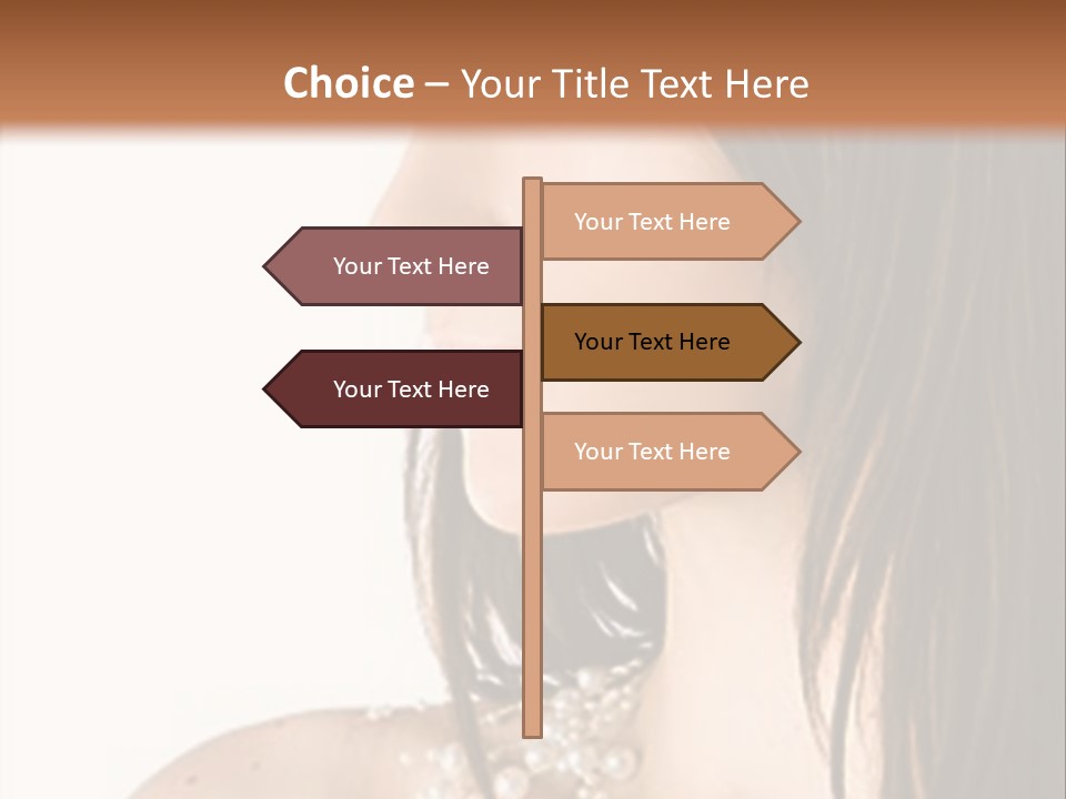 Close-Up Portrait Of A Beautiful Brunette Woman PowerPoint Template