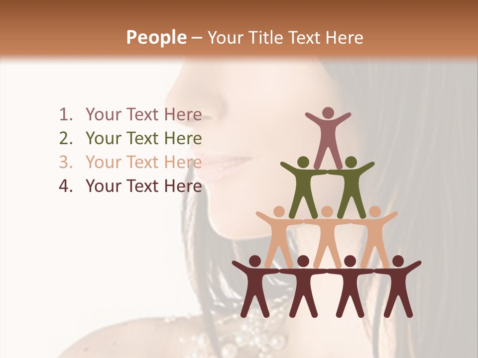 Close-Up Portrait Of A Beautiful Brunette Woman PowerPoint Template