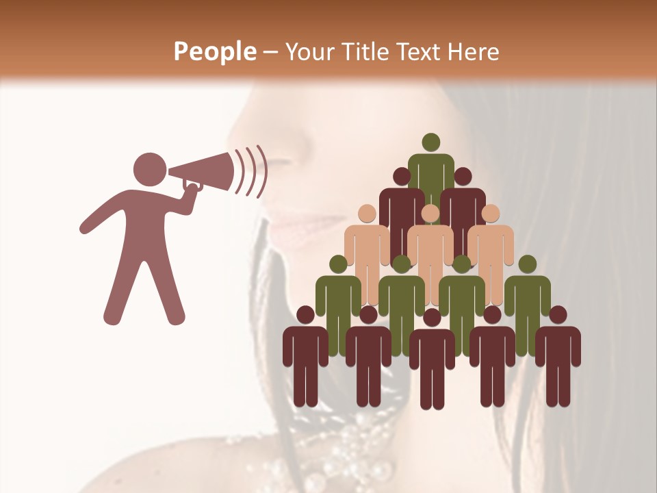 Close-Up Portrait Of A Beautiful Brunette Woman PowerPoint Template