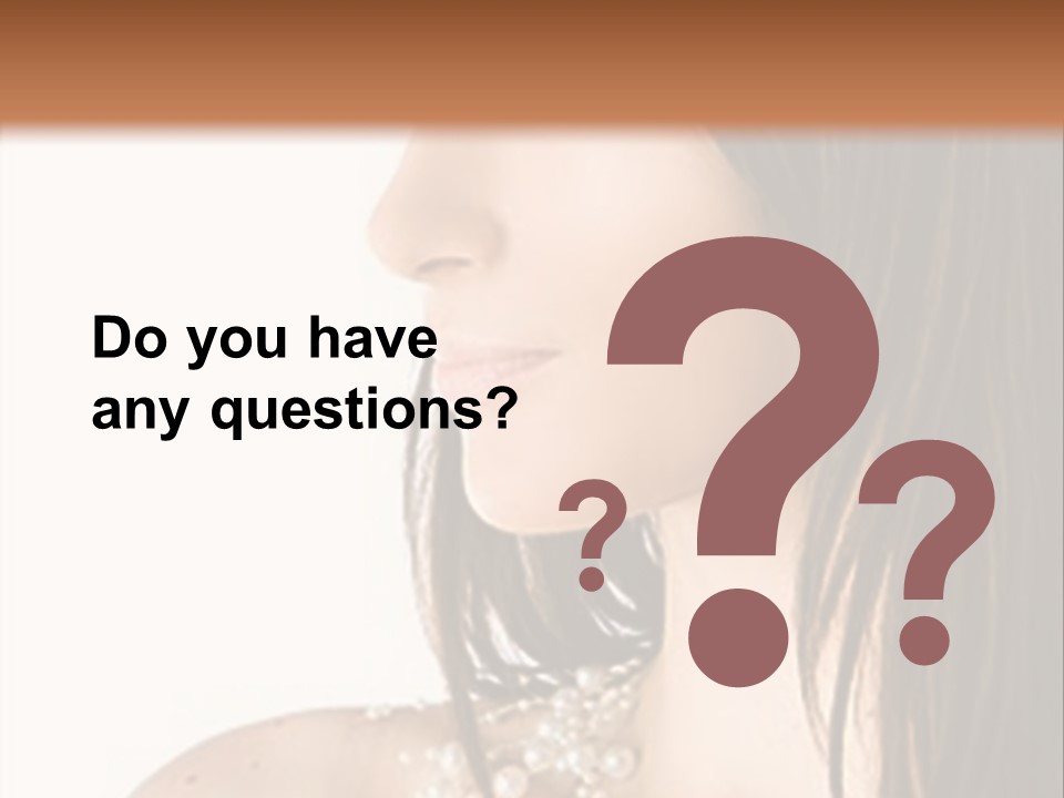 Close-Up Portrait Of A Beautiful Brunette Woman PowerPoint Template