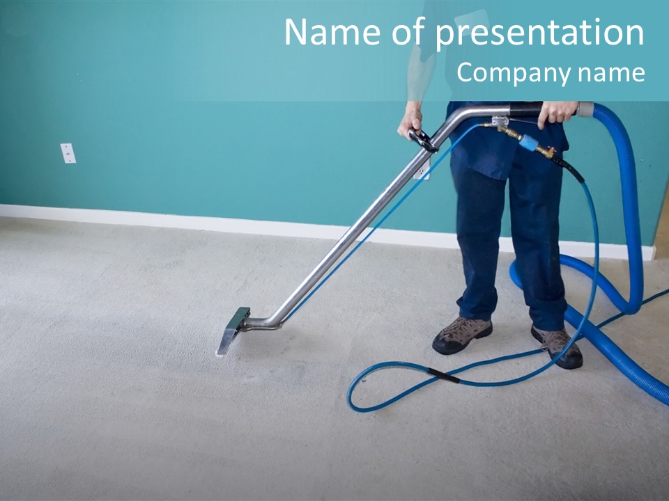 Professional Carpet Steam Cleaner Vacuuming A Home PowerPoint Template