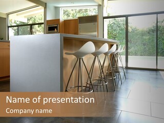 A Modern Kitchen That Has Been Freshly Remodeled PowerPoint Template
