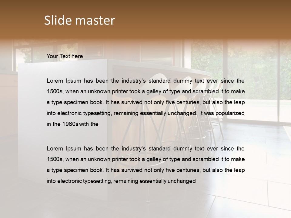 A Modern Kitchen That Has Been Freshly Remodeled PowerPoint Template