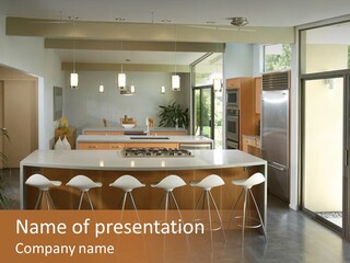 A Modern Kitchen That Has Been Freshly Remodeled PowerPoint Template