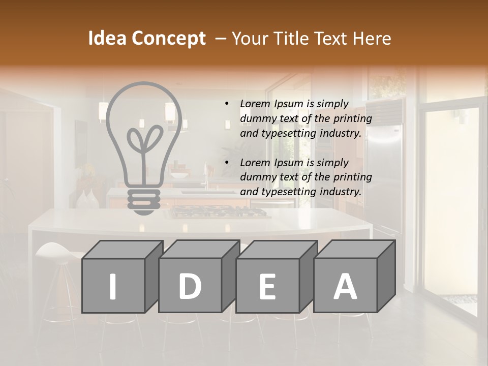 A Modern Kitchen That Has Been Freshly Remodeled PowerPoint Template