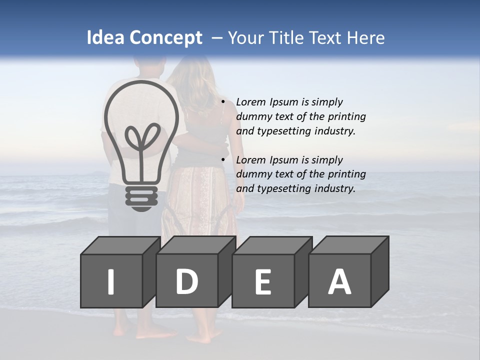 Young Couple Near The Ocean On Sunset Time PowerPoint Template