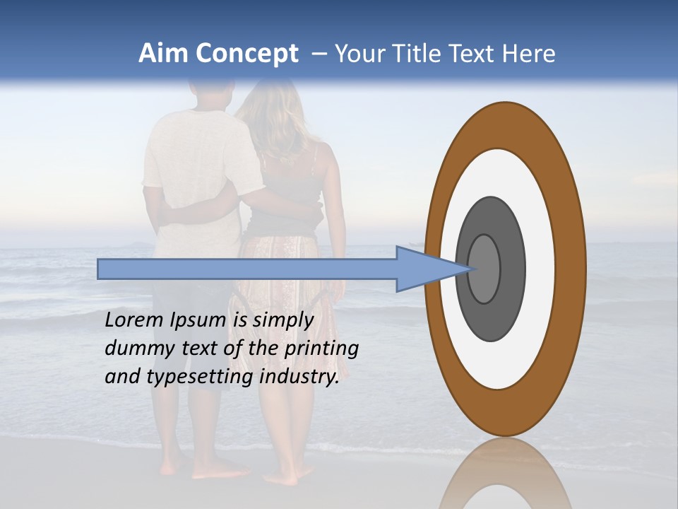 Young Couple Near The Ocean On Sunset Time PowerPoint Template