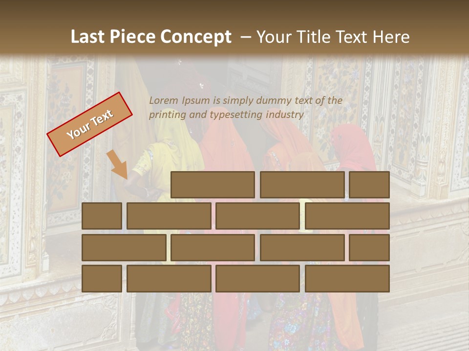 Indian Women In Bright Orange Saris In The Courtyard Of A Rajput Palace. Tiger Fort, Jaipur, Rajasthan, India PowerPoint Template