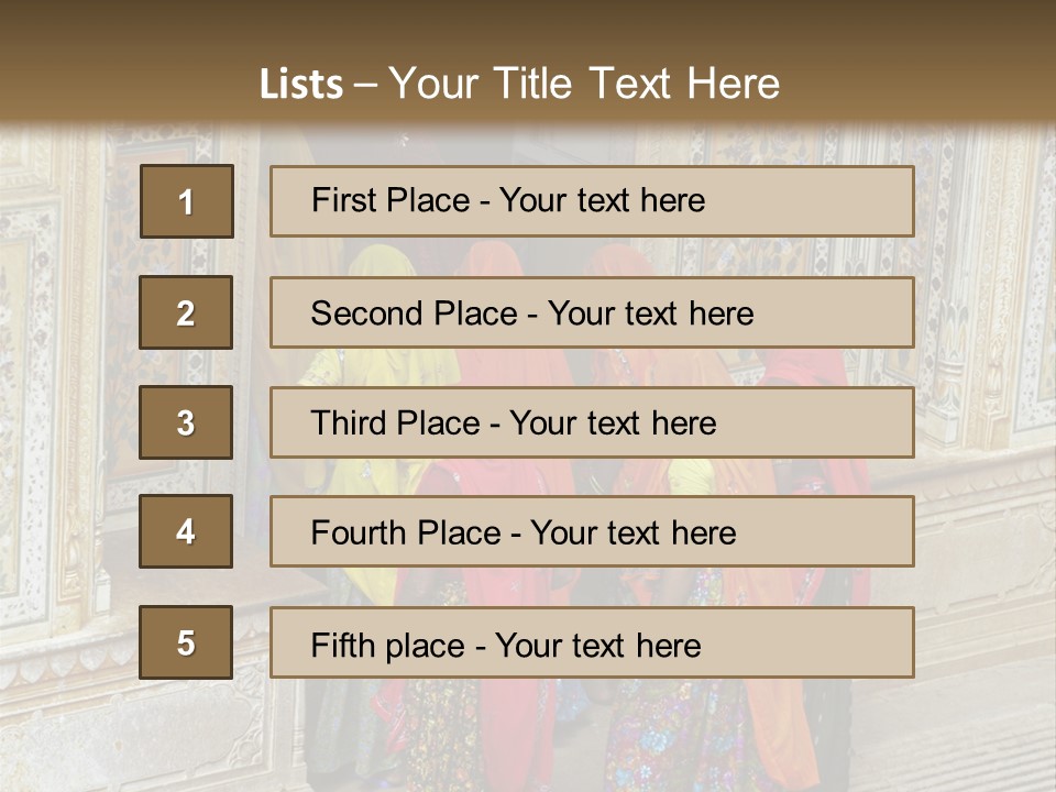 Indian Women In Bright Orange Saris In The Courtyard Of A Rajput Palace. Tiger Fort, Jaipur, Rajasthan, India PowerPoint Template