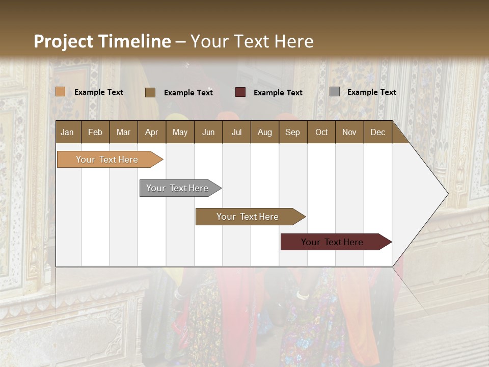 Indian Women In Bright Orange Saris In The Courtyard Of A Rajput Palace. Tiger Fort, Jaipur, Rajasthan, India PowerPoint Template