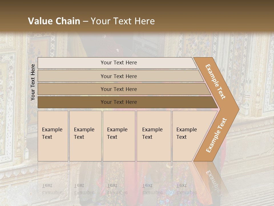 Indian Women In Bright Orange Saris In The Courtyard Of A Rajput Palace. Tiger Fort, Jaipur, Rajasthan, India PowerPoint Template