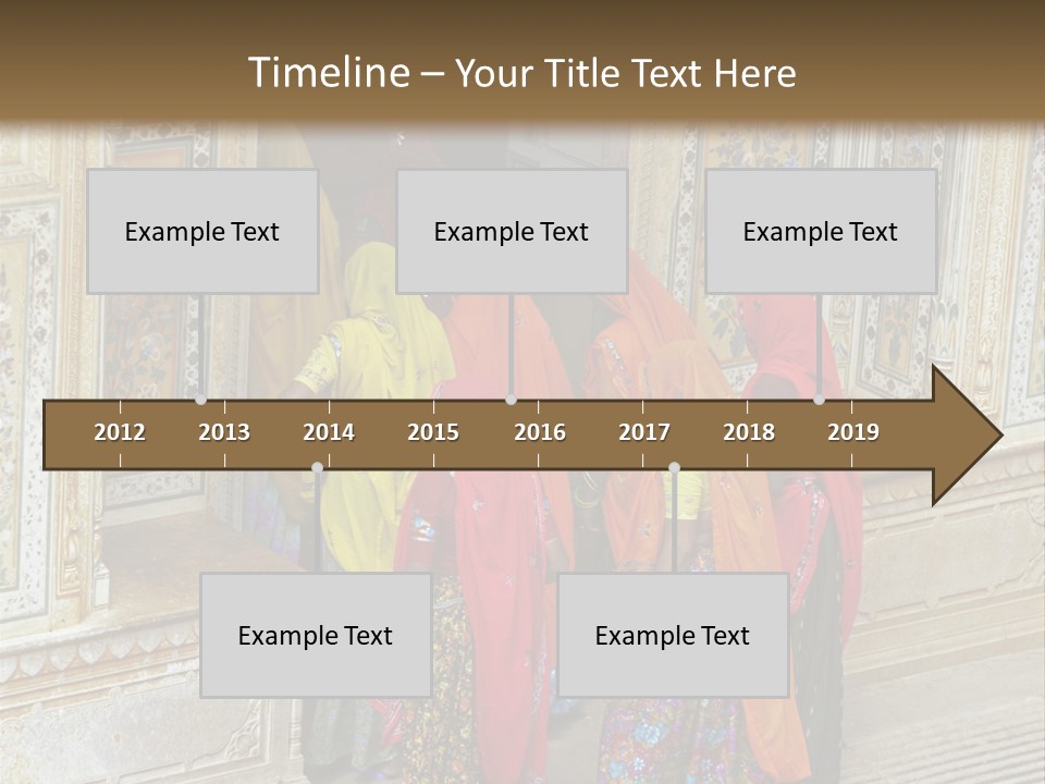 Indian Women In Bright Orange Saris In The Courtyard Of A Rajput Palace. Tiger Fort, Jaipur, Rajasthan, India PowerPoint Template