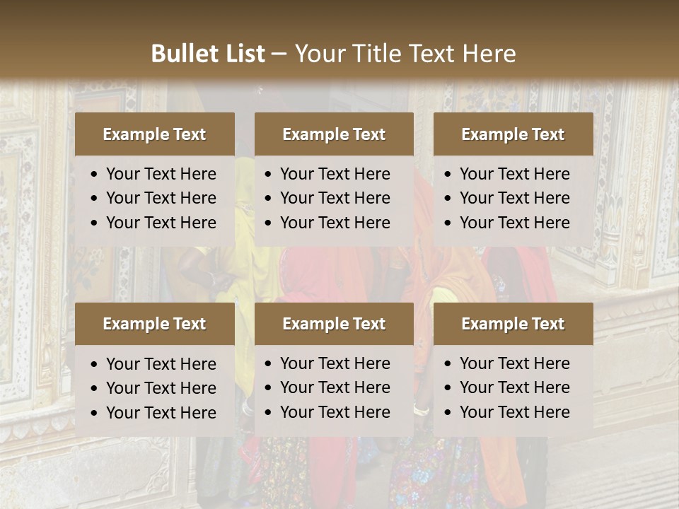 Indian Women In Bright Orange Saris In The Courtyard Of A Rajput Palace. Tiger Fort, Jaipur, Rajasthan, India PowerPoint Template