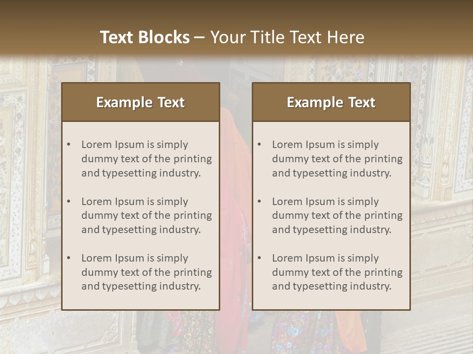Indian Women In Bright Orange Saris In The Courtyard Of A Rajput Palace. Tiger Fort, Jaipur, Rajasthan, India PowerPoint Template