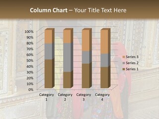 Indian Women In Bright Orange Saris In The Courtyard Of A Rajput Palace. Tiger Fort, Jaipur, Rajasthan, India PowerPoint Template